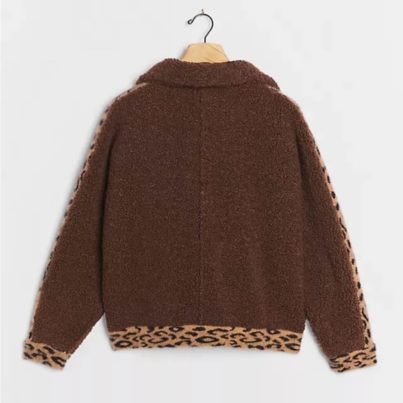 Anthropologie Teddy coat with leapord detail - Picture 2 of 4
